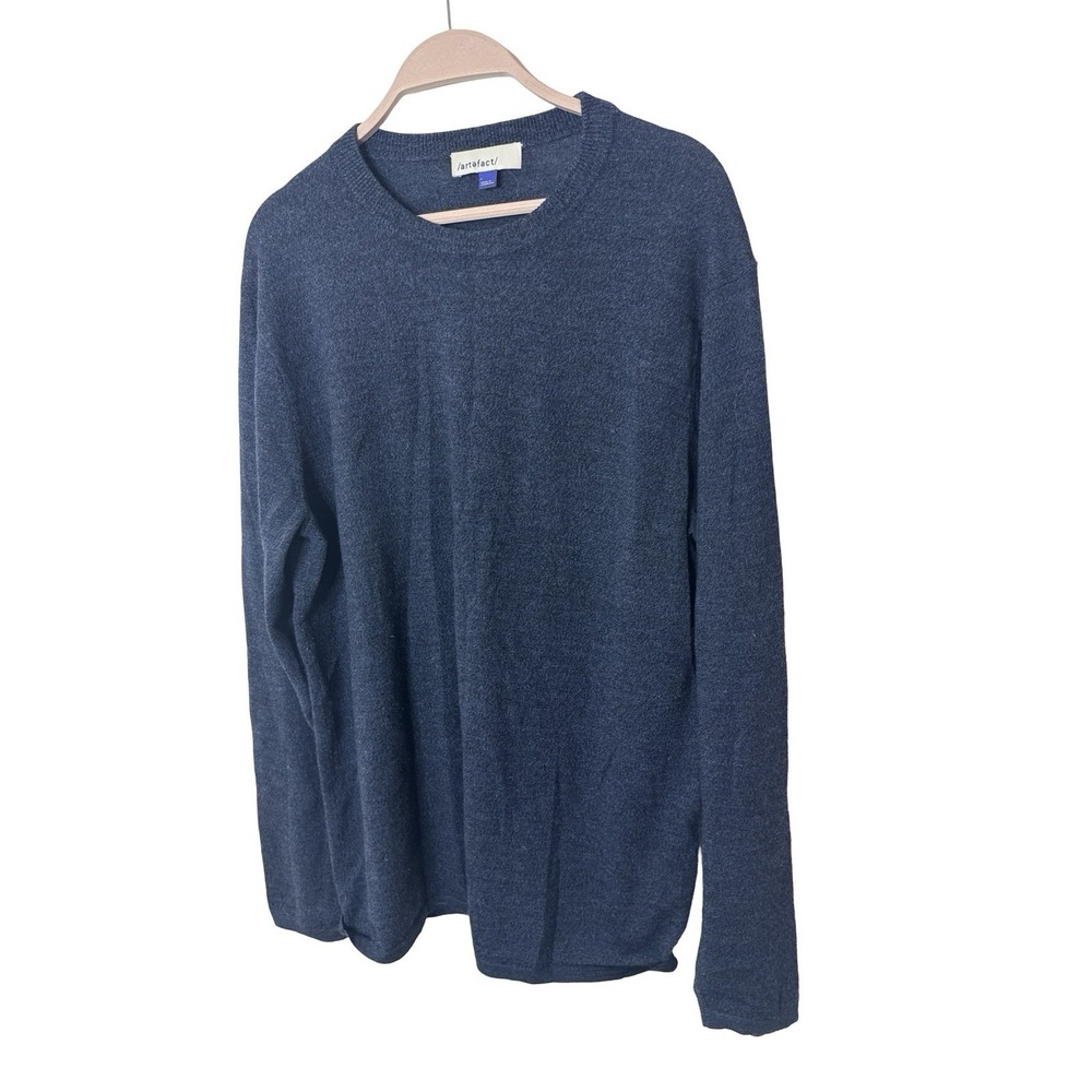 Artefact 100% Merino Wool Pullover Crew Neck Sweater Navy Blue Size Large